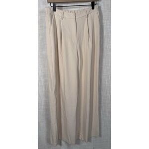 NWT Umgee Cream Women's L Large Wide Leg Trouser Pants